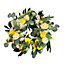 Artificial Faux Lemon Peony Wreath with Green Olive Leaves Decor 45 cm