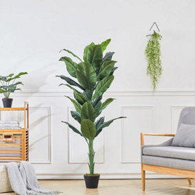 Artificial Fiddle Leaf Tree House Plant Indoor Plant in Black Pot 160 cm