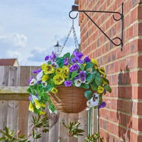 Artificial Flower Hanging Basket Garden Deco Fake Plant Outdoor Pansy Pourri