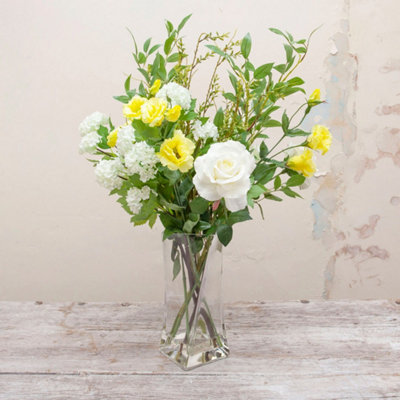 Artificial Flower Lisianthus, Rose, Viburnum Foliage Bouquet in a ...