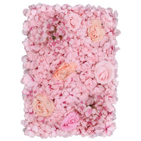 Artificial Flower Wall Backdrop Panel, 60cm x 40cm, Blush Pink & Peach
