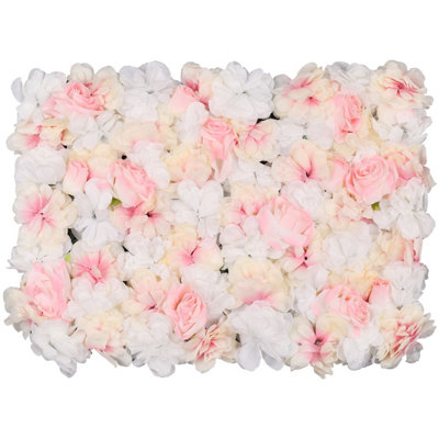 Artificial Flower Wall Backdrop Panel, 60cm x 40cm, Blush Pink Roses