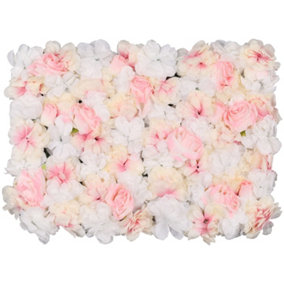 Artificial Flower Wall Backdrop Panel, 60cm x 40cm, Blush Pink Roses