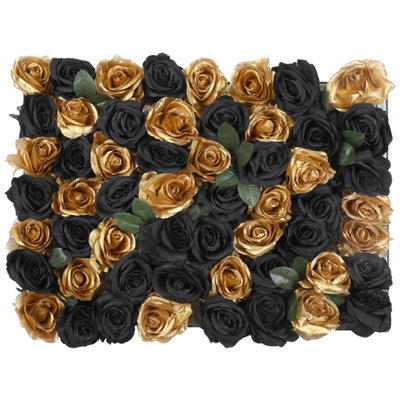 Artificial Flower Wall Backdrop Panel, 60cm x 40cm, Champagne Gold Roses