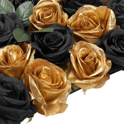 Artificial Flower Wall Backdrop Panel, 60cm x 40cm, Champagne Gold Roses