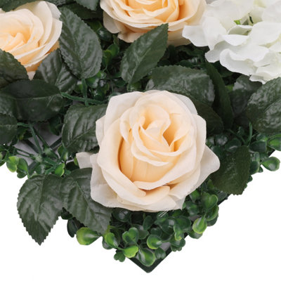 Artificial Flower Wall Backdrop Panel, 60cm x 40cm, Champagne Roses