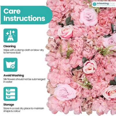Artificial Flower Wall Backdrop Panel, 60cm x 40cm, Dusty Pink