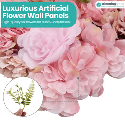 Artificial Flower Wall Backdrop Panel, 60cm x 40cm, Dusty Pink