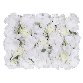 Artificial Flower Wall Backdrop Panel, 60cm x 40cm, Ivory with Leaves