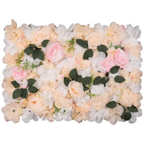 Artificial Flower Wall Backdrop Panel, 60cm x 40cm, Pastella & Poma Roses