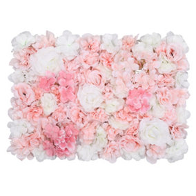 Artificial Flower Wall Backdrop Panel, 60cm x 40cm, White & Dusty Pink