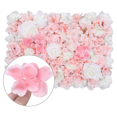 Artificial Flower Wall Backdrop Panel, 60cm x 40cm, White & Dusty Pink
