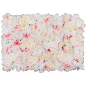 Artificial Flower Wall Backdrop Panel, 60cm x 40cm, White Jasmine & Pink Shade