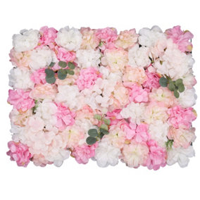 Artificial Flower Wall Backdrop Panel, 60cm x 40cm, White Rose Pink