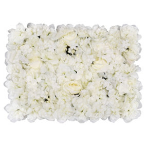 Artificial Flower Wall Backdrop Panel, 60cm x 40cm, White with Berries