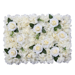 Artificial Flower Wall Backdrop Panel, 60cm x 40cm, With Green Leaves