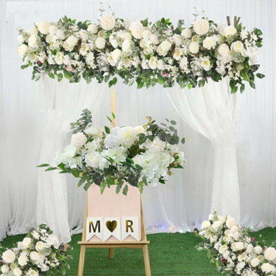 Artificial Flower White Rose Floral Row for Wedding Aisle Decor Arch Table Centerpieces