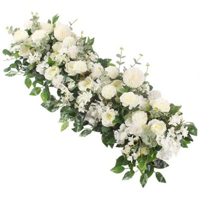 Artificial Flower White Rose Floral Row for Wedding Aisle Decor Arch ...