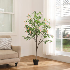 Artificial Frangipani Blossom Tree in Pot for Decoration Living Room
