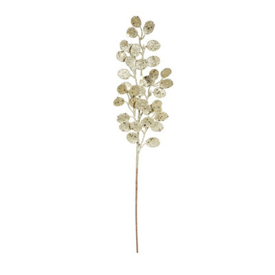 Artificial Gold Glittery Eucalyptus Stem H61 cm