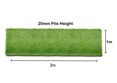 Artificial Grass 1x3m Garden Outdoor Green Fake Lawn Astro Turf 20mm Pile Thick