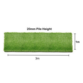 Artificial Grass 1x3m Garden Outdoor Green Fake Lawn Astro Turf 20mm Pile Thick