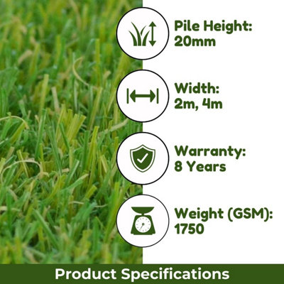 Artificial Grass, 20mm Pet-Friendly Outdoor Artificial Grass, Realistic Fake Grass For Lawn-11m(36'1") X 4m(13'1")-44m²