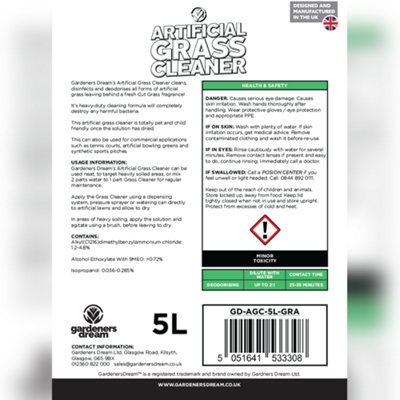 Artificial Grass Cleaner 5L - Cut Grass Scent - Safe Astro Turf Garden Lawn Cat Dog Pet Deodoriser