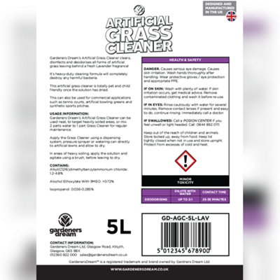 Artificial Grass Cleaner 5L - Lavender - Safe Astro Turf Garden Lawn Cat Dog Pet Deodoriser - 3