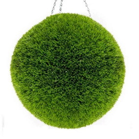 Artificial Grass Effect Hanging Topiary Ball With Chain 28cm