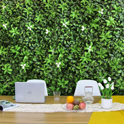 Artificial Grass Plant Wall Panel, Artificial Leaves Hedge Wall Panel H 6 cm