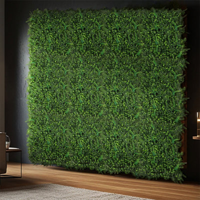 Artificial Grass Plant Wall Panel, Artificial Leaves Hedge Wall Panel H 8 cm