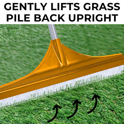 Artificial Grass Rake 45cm Wide Brush For Fake Lawn Astro Turf Garden - 3