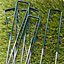 Artificial Grass U Pins Metal Fixing Pegs Green Top Galvanised Astro Turf Staples - 15cm Long - Pack of 20