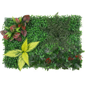 Artificial Green Grass Panel Backdrop, 60cm x 40cm, Green Flower