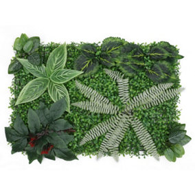 Artificial Green Grass Panel Backdrop, 60cm x 40cm, Tropical Leaf