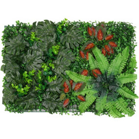 Artificial Green Grass Panel Backdrop, 60cm x 40cm, With Barries Flowers