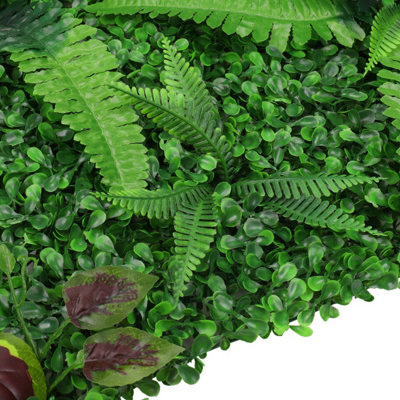 Artificial Green Grass Panel Backdrop, 60cm x 40cm, With Green Tropical Leaf