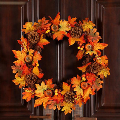 Artificial Halloween Autumn Maple Leaf Wreath Outdoor Decoration 60cm