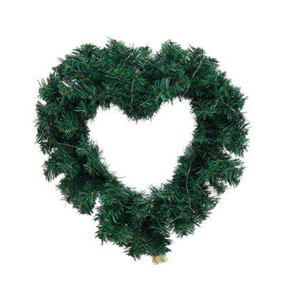 Artificial Heart Shaped Door Hanging Christmas Garland Wedding Decoration with 3m Light String