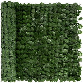 Artificial Ivy Hedge Screen Panels on Roll Garden Fence Maple Leaf Expandable Privacy Screen Wall Panel - H 1m x W 3m