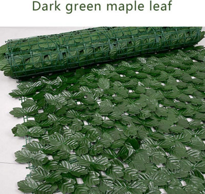 Artificial Ivy Hedge Screen Panels on Roll Garden Fence Maple Leaf Expandable Privacy Screen Wall Panel - H 1m x W 3m - 3