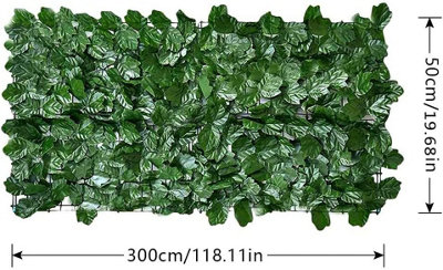 Artificial Ivy Hedge Screen Panels on Roll Garden Fence Maple Leaf Expandable Privacy Screen Wall Panel - H 1m x W 3m - 4