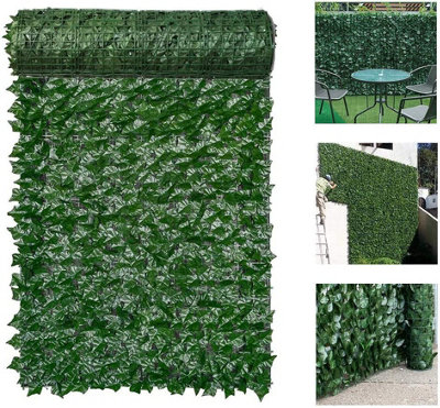 Artificial Ivy Hedge Screen Panels on Roll Garden Fence Maple Leaf Expandable Privacy Screen Wall Panel - H 1m x W 3m - 5