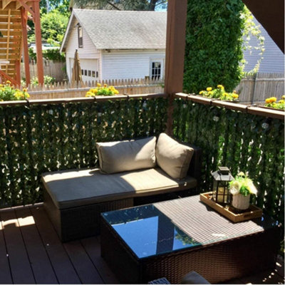Artificial Ivy Hedge Screen Panels on Roll Garden Fence Maple Leaf Expandable Privacy Screen Wall Panel - H 1m x W 3m - 7