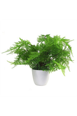 Artificial Lady Fern Plant In White Pot 30cm
