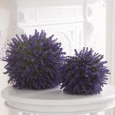 Artificial Large Lavender Ball - Faux Fake Houseplant Flower Arrangement Indoor Home Floral Decoration - Measures 25cm Diameter