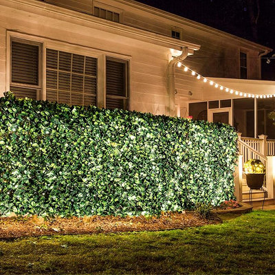 Artificial Laurel Willow Fence Screen With Battery LED Lights Trellis ...