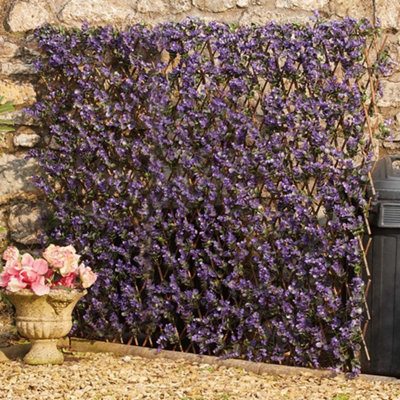 Artificial Lavender Hedge Trellis 1 x 2m Expandable Privacy Screening Panel for Gardens, Balcony