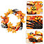 Artificial Maple Halloween Wreath Hand Pumpkin Wreath for Front Door Decor 40cm